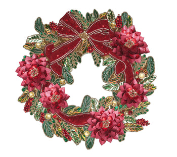 Kim Seybert Placemats: Xmas Cheer in Red, Green & Gold, Set of 2